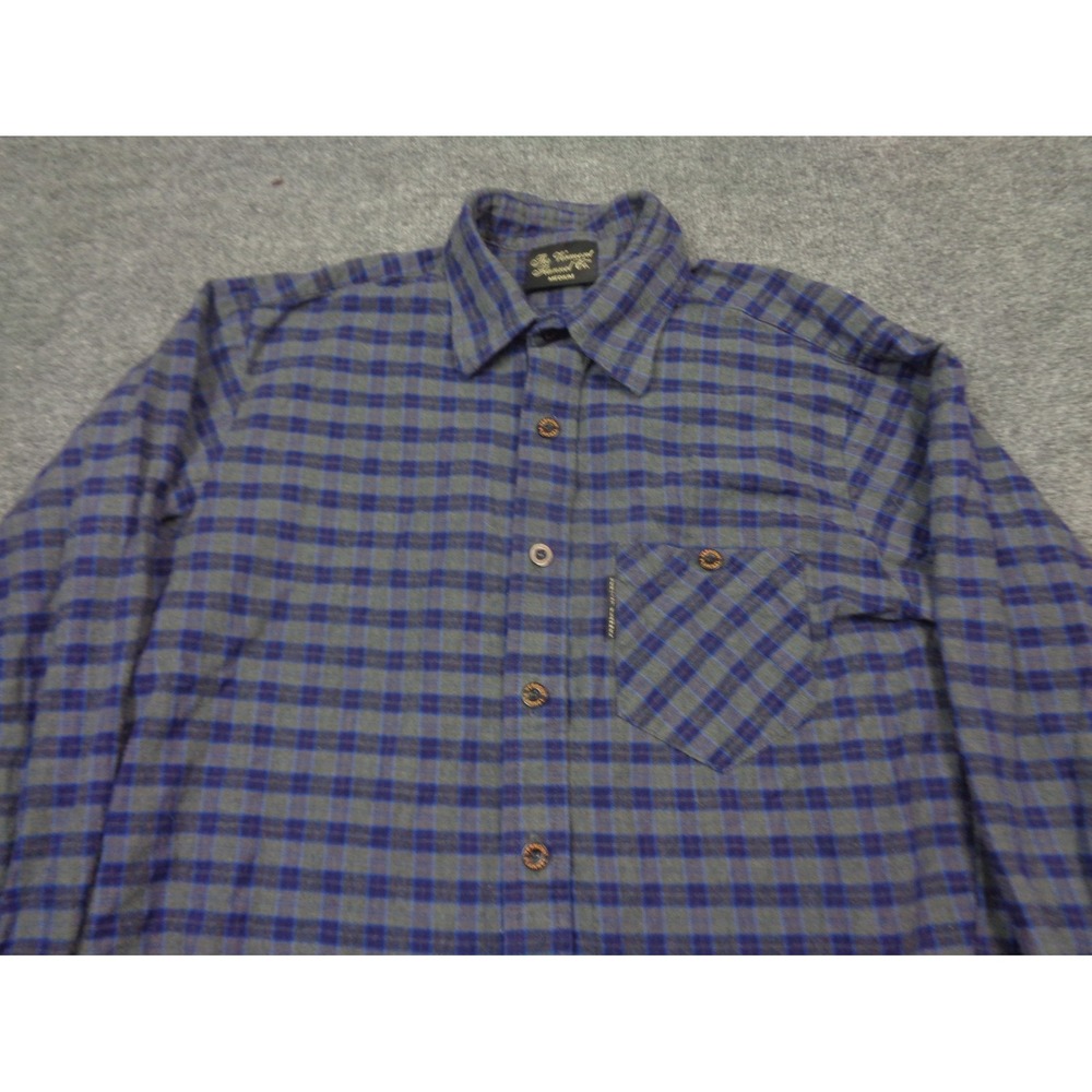 Blue Plaid Men's Casual Button Down Shirt - Picture 8 of 15